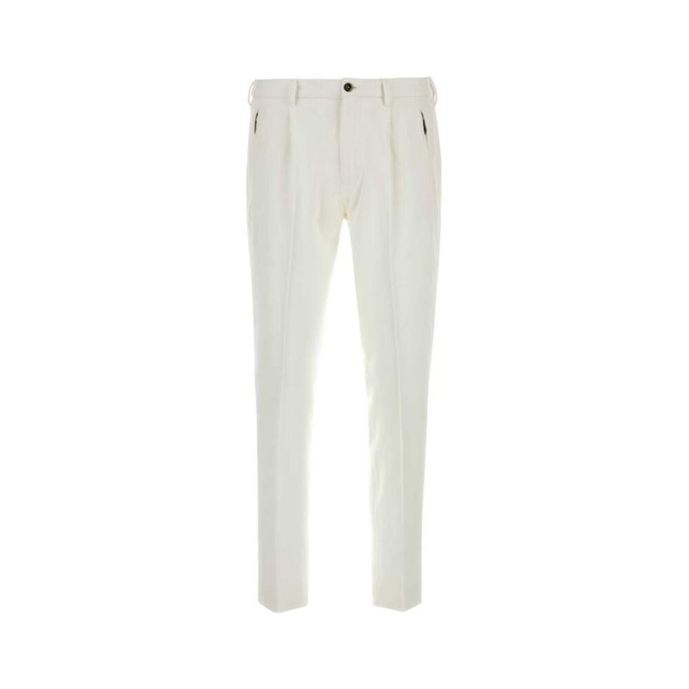Pt Torino Men White Stretch Viscose Blend Pant